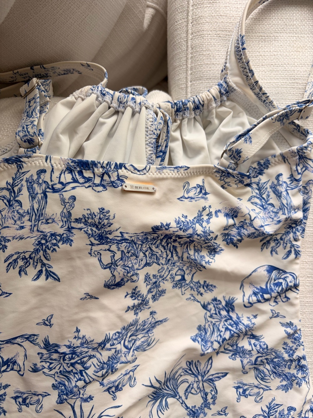 Blue & White Toile Swimsuit - Picture 3 of 6